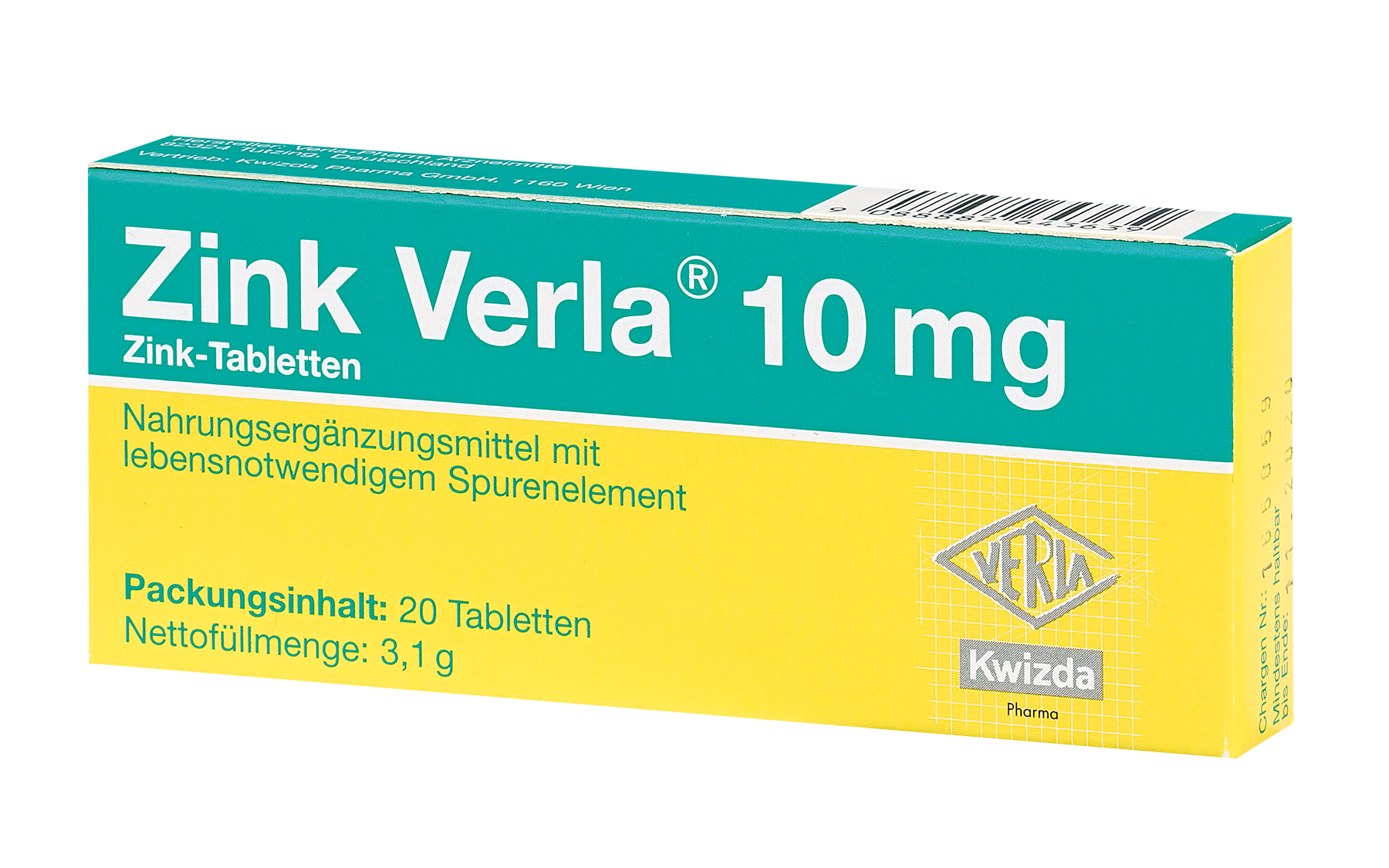 Zink Verla 10 mg Tabletten - 20 Stück