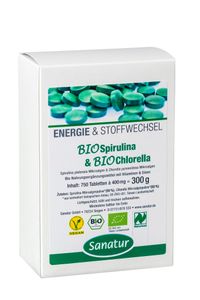 Sanatur Spirulina & Chlorella Tabletten BIO - 750 Stück