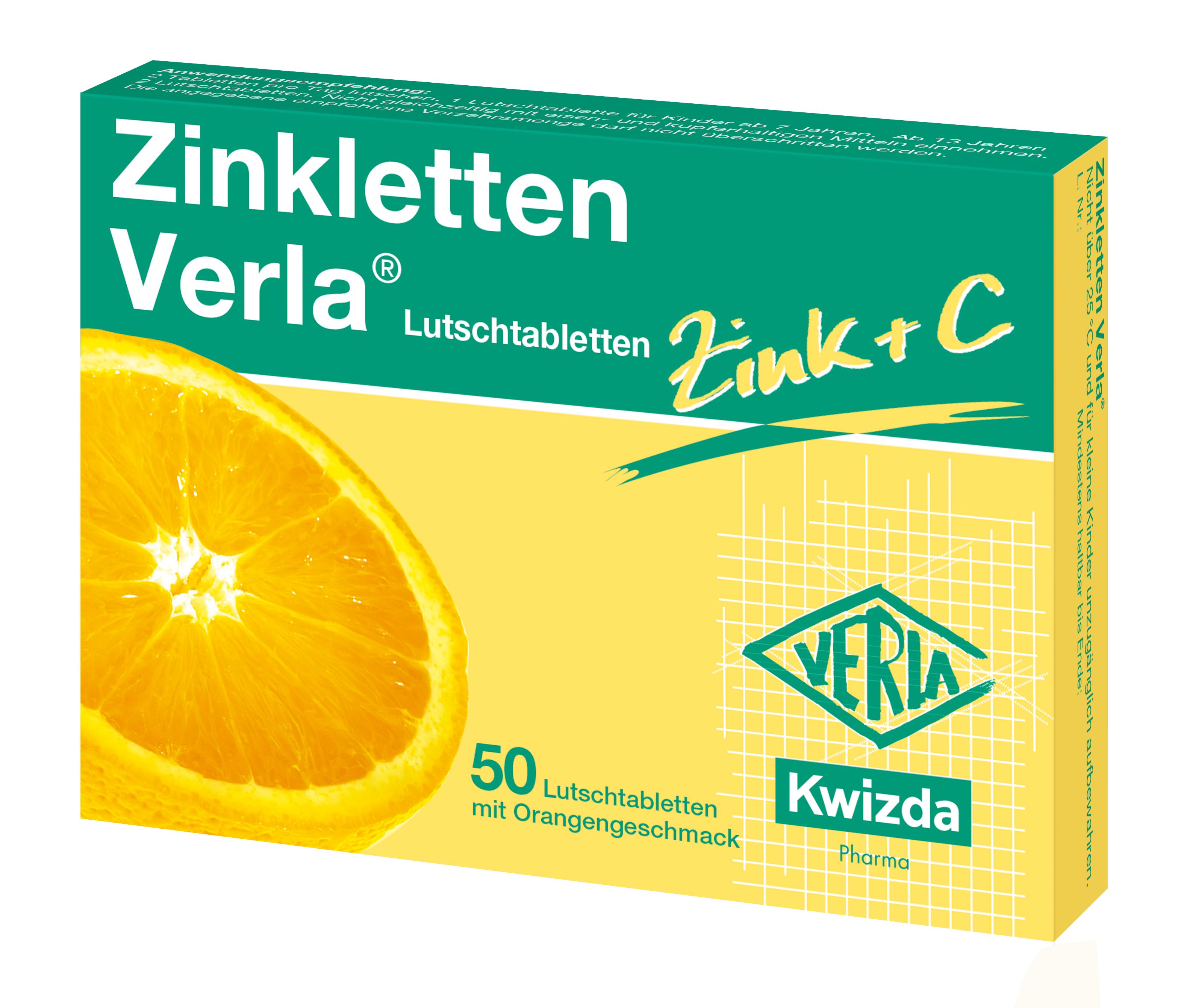 Zinkletten Verla Lutschtabletten Orange - 50 Stück